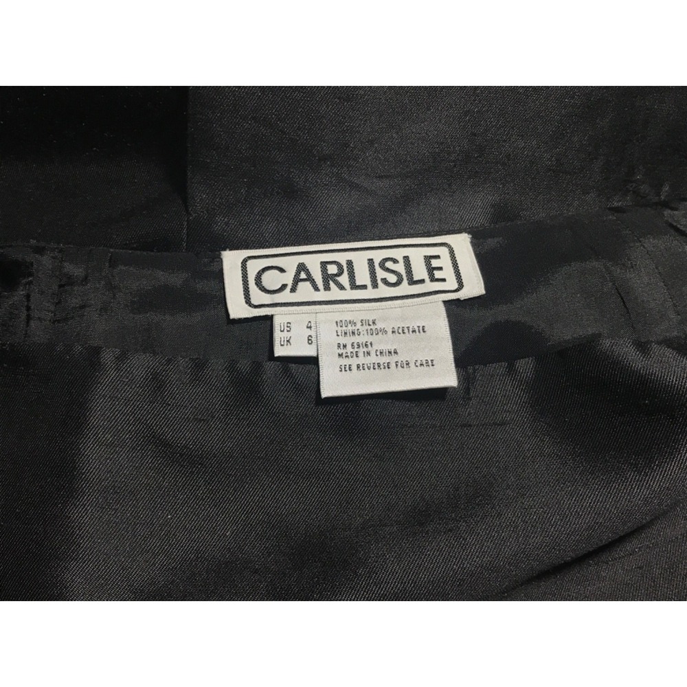CARLISLE‎ Silk Skirt size 4 Pencil Straight Black Textured lined VTG - Picture 13 of 14